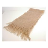 Vintage Beautiful Camel Brown Mohair Wool Fringed Scarf