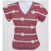 vintage 80s alison jane size 12 red white striped pullover