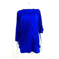 Vintage Electric Blue Draping Dress With Under-slip