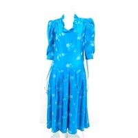 Vintage Circa 1970\'s Maureen Baker Powder Vs Powerful Aqua Blue Mid Length Dress