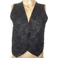 Vintage Small Black Lace and Sequin Waistcoat