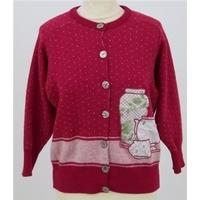 Vintage 1980\'s, Pink wool cardigan with appliqué