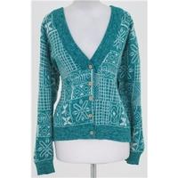 Vintage 80\'s, size XL green & white patterned cardigan