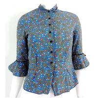 Vintage 1970s XS Cornflower Blue Paisley Blouse