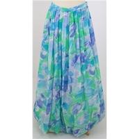 vintage 80s size m bright blue green long skirt with puffball hem