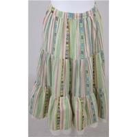 Vintage David Rome, size XL green & cream patterned tiered skirt