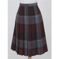 Vintage 80\'s St Michael size 14 plum mix pleated checked skirt