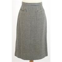 Vintage 60\'s St. Michael size M cream, brown & turquoise checked wool skirt