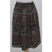 Vintage St Michael, size 14 brown, red & black patterned skirt