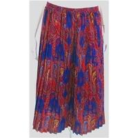 Vintage 1990\'s Liberty Plus Size 14 Sapphire Blue, Purple And Red Paisley Patterned Pleated Wool Skirt