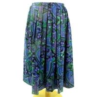 Vintage 1990\'s Liberty Size M Electric Purple, Blue And Green Paisley And Checkered Patterned Wool Skirt