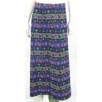 Vintage Size 12 Multi-Coloured Decorative Toile Patterned Thin Woolen Maxi Skirt