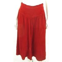 vintage 1970s unbranded size s bold red suede skirt