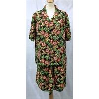 Vintage Dash Size 16/18 80/90\'s Floral Blouse & Shorts Set Dash - Size: 16 - Black - Trouser suit