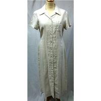 vintage laura ashley size 12 designer cream 100 linen shirt maxi dress ...