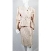 Vintage Circa 80\'s Christina Stauwbolieu Size S Oyster Pink Full Silk Jacquard Skirt Suit