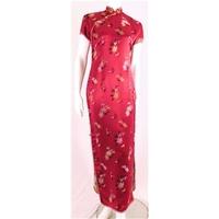 Vintage Unbranded \'Oriental Opulence\' Qipao Chinoiserie Maxi Dress in Fuchsia Pink