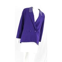 Vintage 1980\'s Michel Auben Size 12 Royal Purple 100% Wool Teddy Boy Style Cropped Coat