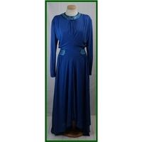 vintage size 14 blue full length beaded and sequinned evening dress