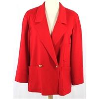 Vintage 1980s Jaeger Size 12 Bright Red Oversized Wool Coat