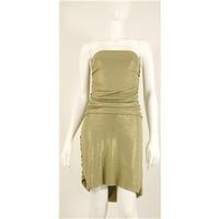 vicky martin size 14 gold draped ruched jersey bandeau dress