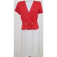 Vintage 80s, size L red & white dress