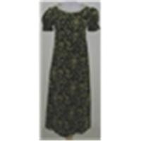 Vintage 70s, size S green mix velvet floral dress