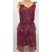 Vintage Small Burgundy Patterned Crinkle Dress