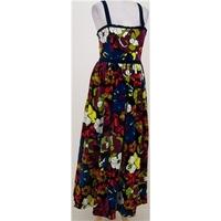 Vintage 1970s Frank Usher, size S multi-coloured flower-power velvet dress