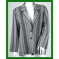 vintage jaeger size 10 grey white and black striped smart jacket