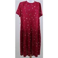 Vintage 80\'s Norman Linton, size 24 mulberry-red dropped waist dress