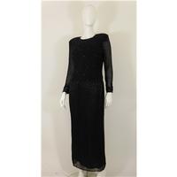 Vintage 1980\'s SCK Size 16 \'Monochromatic Magic\' Black Heavily Beaded Maxi Dress