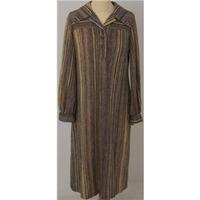 Vintage 70s Richard Shops size 14 yellow & brown striped winter dress