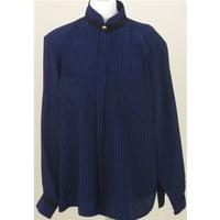 Viyella size 16 blue and black striped blouse