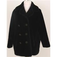 vintage 70s dun barseal size l black faux fur short coat