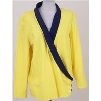 Vintage 80\'s Roots, size 16 yellow & navy cross-over jacket