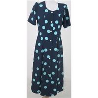 Vintage 80s Vivienne Lawrence Size 10 navy & turquoise button through dress