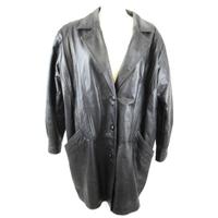 Vintage 1980 s Modern Classics - size 18 - black leather - pintuck 3/4 jacket