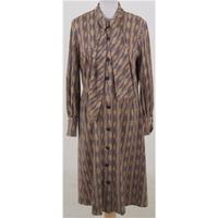 Vintage 1980s California - Size: M - brown patterned shirt dress