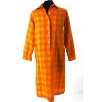 Vintage 1960\'s Donald Davies, size 8 orange checked wool shirt dress