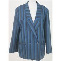 Vintage 80\'s Lady Adler, size 14 navy & turquoise striped jacket