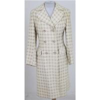 Vintage 70\'s Dereta, size S cream & brown checked coat