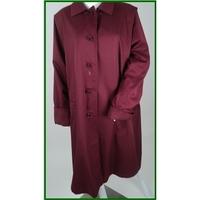 VINTAGE Aquascutum - Size: 16 - Maroon Red - Belted Overcoat