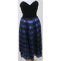 Vintage 70\'s Radley, size 12 blue & black strapless party dress