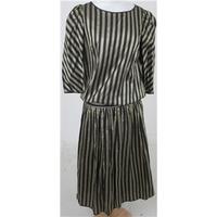 Vintage 80\'s Annabelinda, size M black & gold striped drop waisted dress