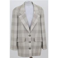 Vintage 80\'s Country Casuals, size M cream & beige checked wool jacket