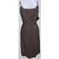 Vintage 60\'s Elmoor, size 12 brown metallic sheath dress