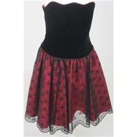 Vintage 80s Laura AshleySize 10 black & scarlet strapless party dress