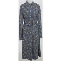 Vintage 70s Giovannozzi Size 14 navy patterned shirt-dress