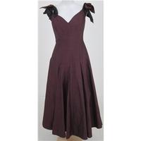 vintage monsoon size s burgundy slubbed silk dress